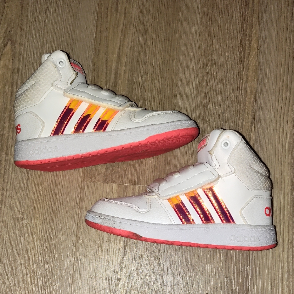 Adidas Kids' White and Pink Sneakers